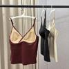 Autumn Women's French Satin V-Neck Camisole with Chest Pad