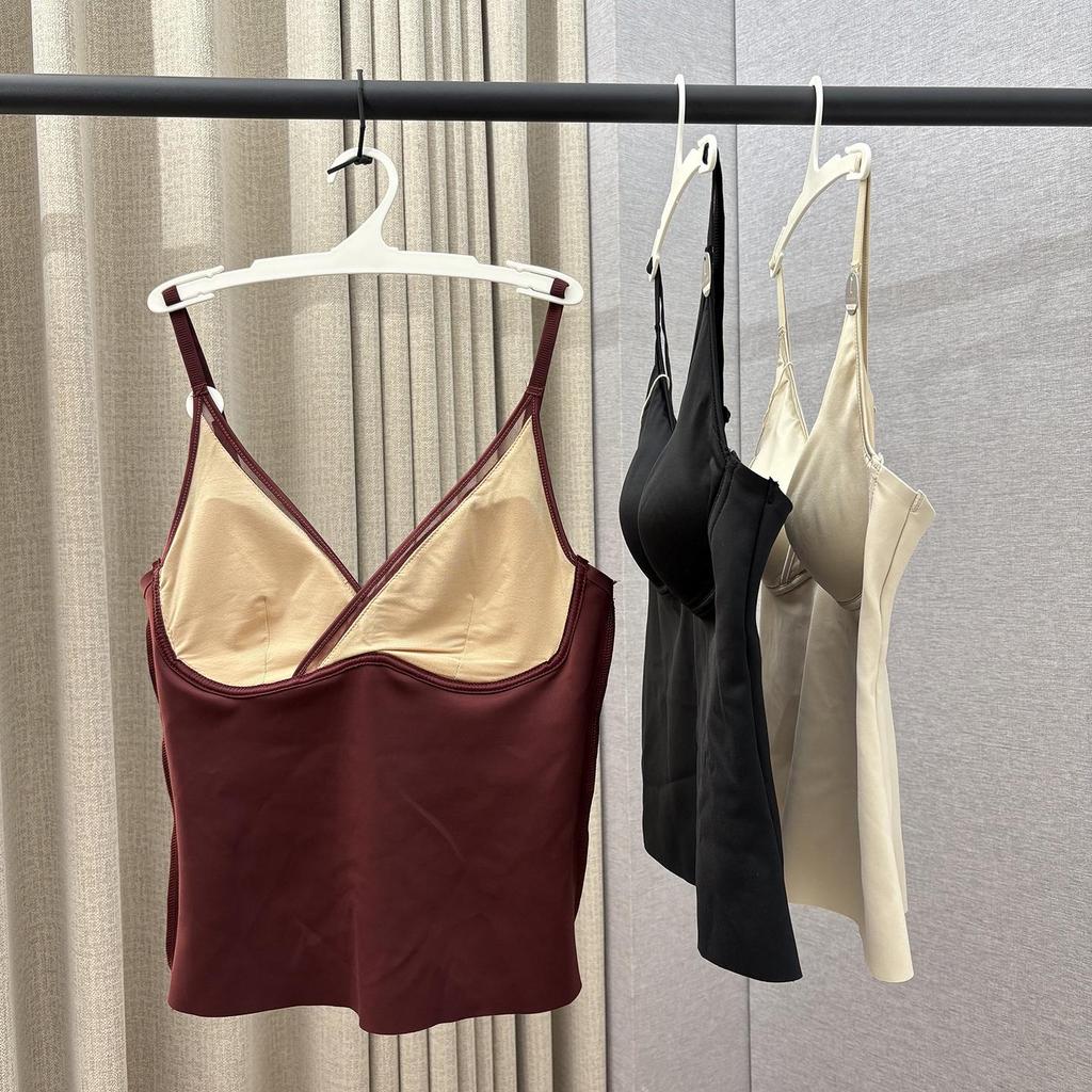 Autumn Women's French Satin V-Neck Camisole with Chest Pad