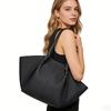 BURMINSA Luxury Genuine Leather Tote Bag for Women Cowhide Commuter Handbag Minimalist Shopping Travel Shoulder Purse