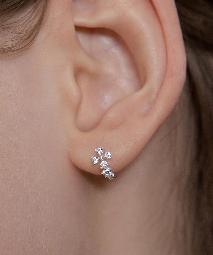 Tatiana (Silver 925) Cross Cubic Hoop Earrings Ec3291