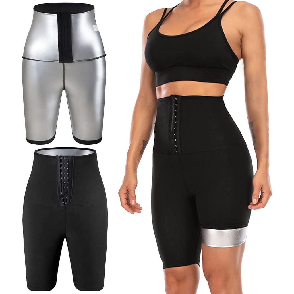 High Waist Waist Trainer Shorts for Women Slimming Body Shaper Workout Running Yoga Compression Pants with Hook Closure and Sweat Enhancing Design