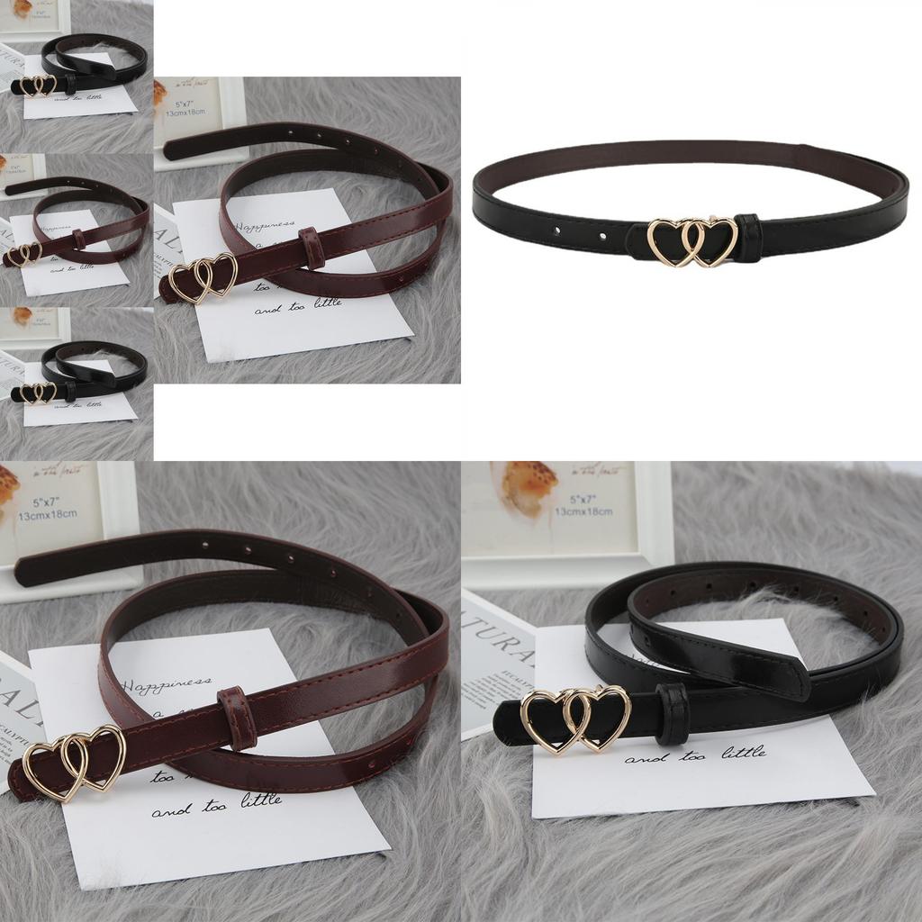 New Double Heart Buckle Thin Waist Belt Korean Version Simple Ladies Denim Belt Suit Long Shirt Decoration Belt Female In Stock