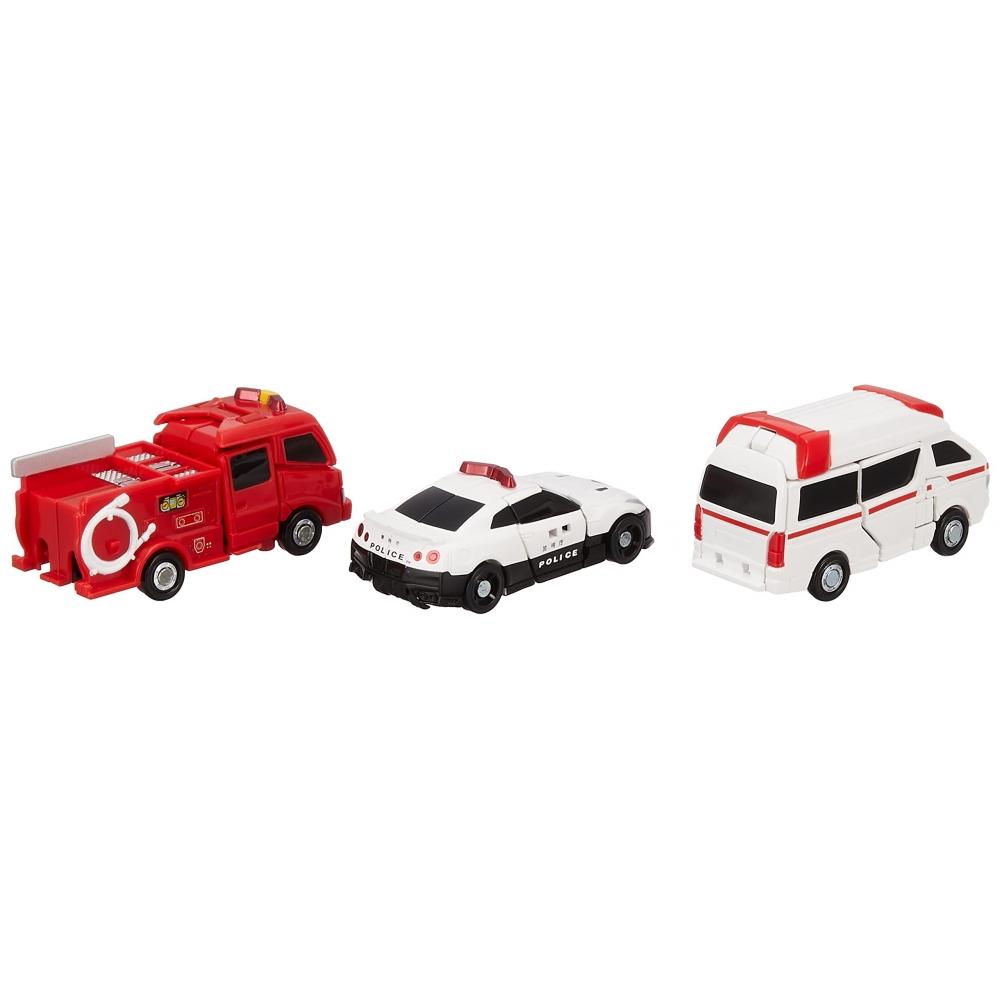 TAKARA TOMY „Set DX de pompieri și urgențe de poliție Tomica Job” Mini mașină jucărie unisex de 3 ani și peste Standardul de siguranță a jucăriilor a trecut marca ST certi