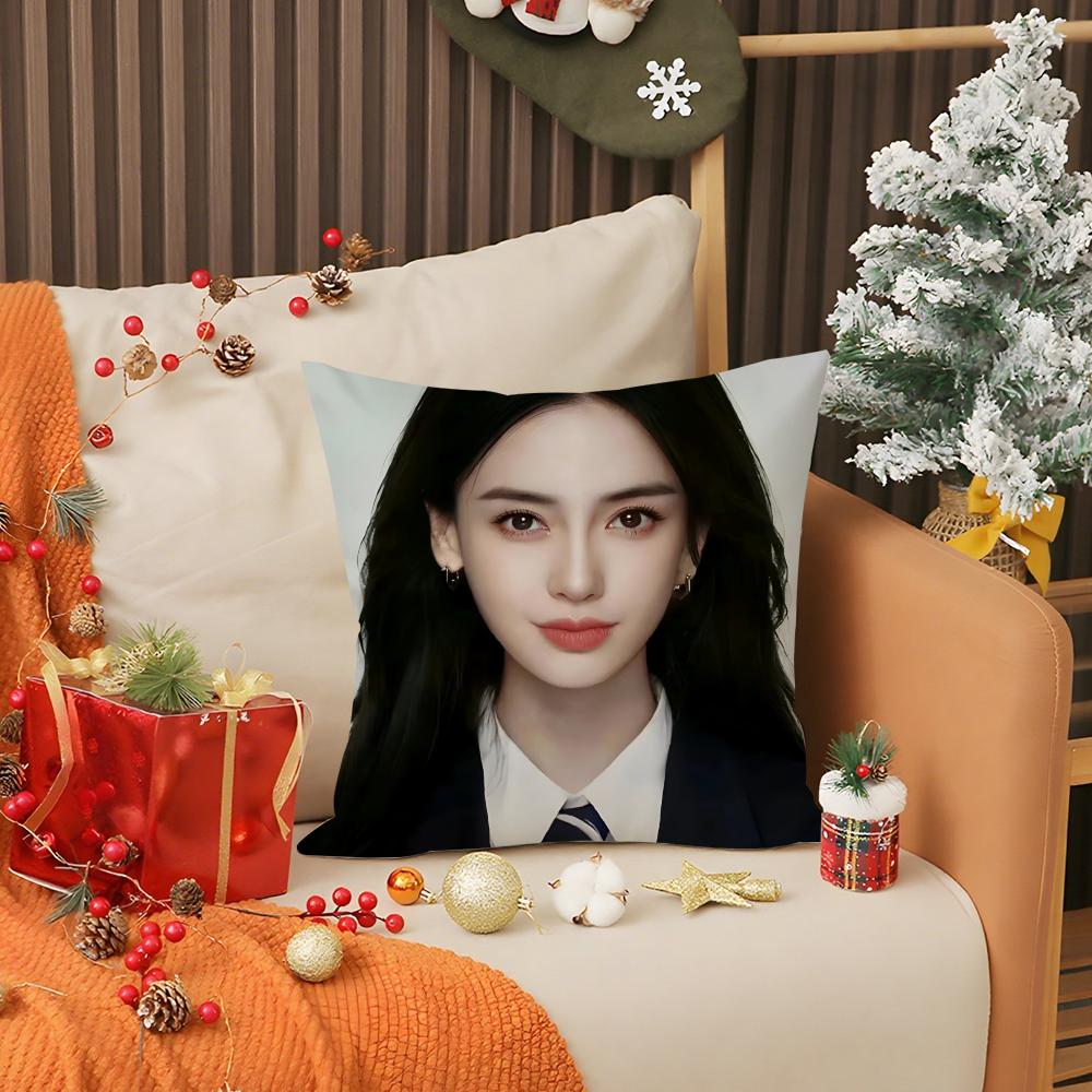 Famous Star Angelababy Pillow Case Living Room Sofa Decorative Cushion Cover Simple Household Light Luxury Printed Pillow