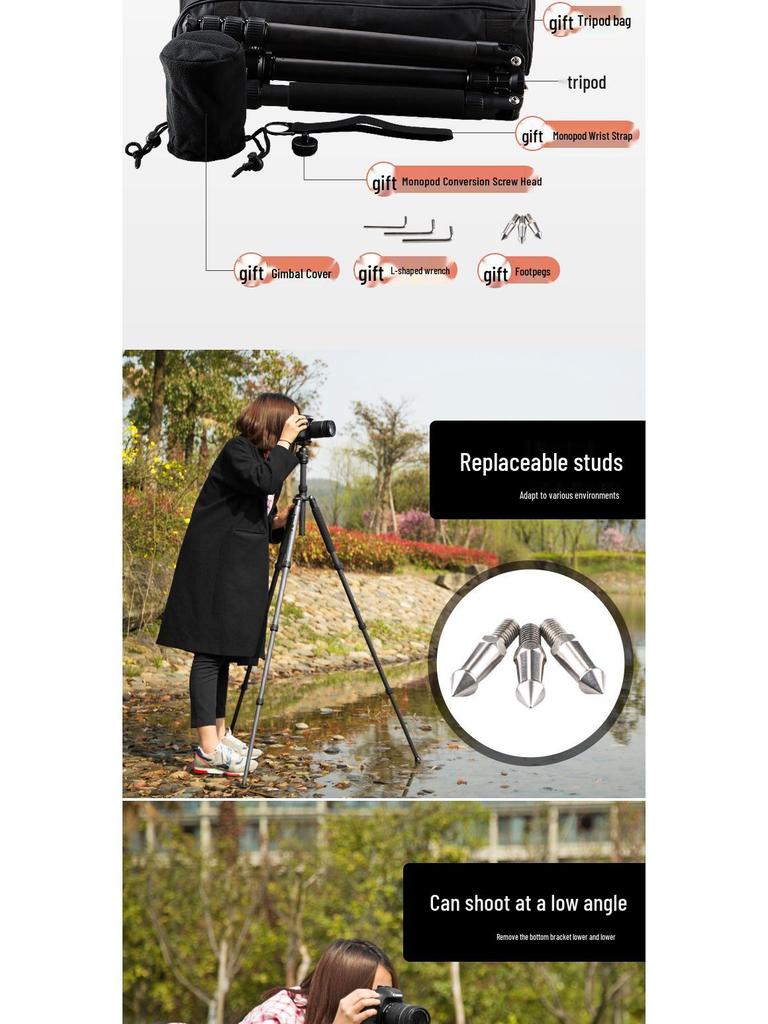 Weifeng C6620A Carbon Fiber Lightweight DSLR Camera Tripod