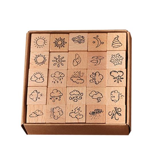 25Pcs/Set Wood Rubber Stamps Botanical Butterflies Decorative Wooden Stamps Clouds Stamps for Diaries Journals Scrapbooks Cards DIY Crafts