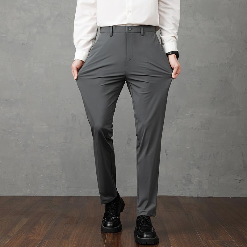Summer New Light Luxury Summer Nylon Ice Silk Men's Casual Pants Slim Fall Men's Trousers Nine Points Men