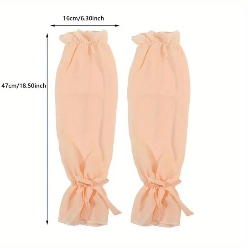 1Pc Women Lace Arm Sleeves Gloves Fingerless Ice Silk Gloves Mesh Tulle Long Gloves Summer Breathable Sun Protection Sleeves