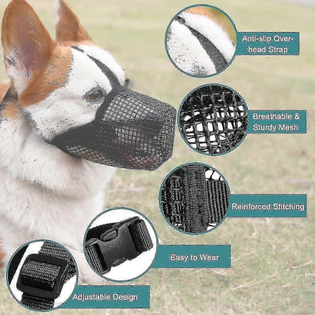 Adjustable Soft Mesh Dog Muzzle with Secure Straps, Suitable for Small, Medium, and Large Breed Dogs