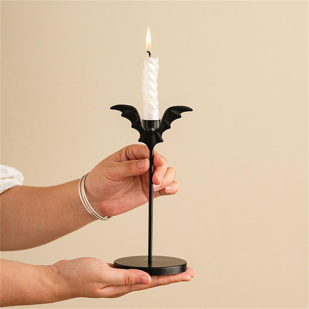 Eisenfledermaus Kerzenhalter Halloween Dekorationen Gotische Wohnungen Akzent Mittelstücke Stabkerzenständer Für Horrorpartys