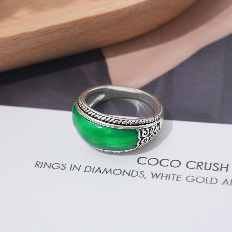 Nový minimalistický prsteň Retro Vintage Vintage Jaspis Vzor pre mužov aj ženy Všestranné prstene