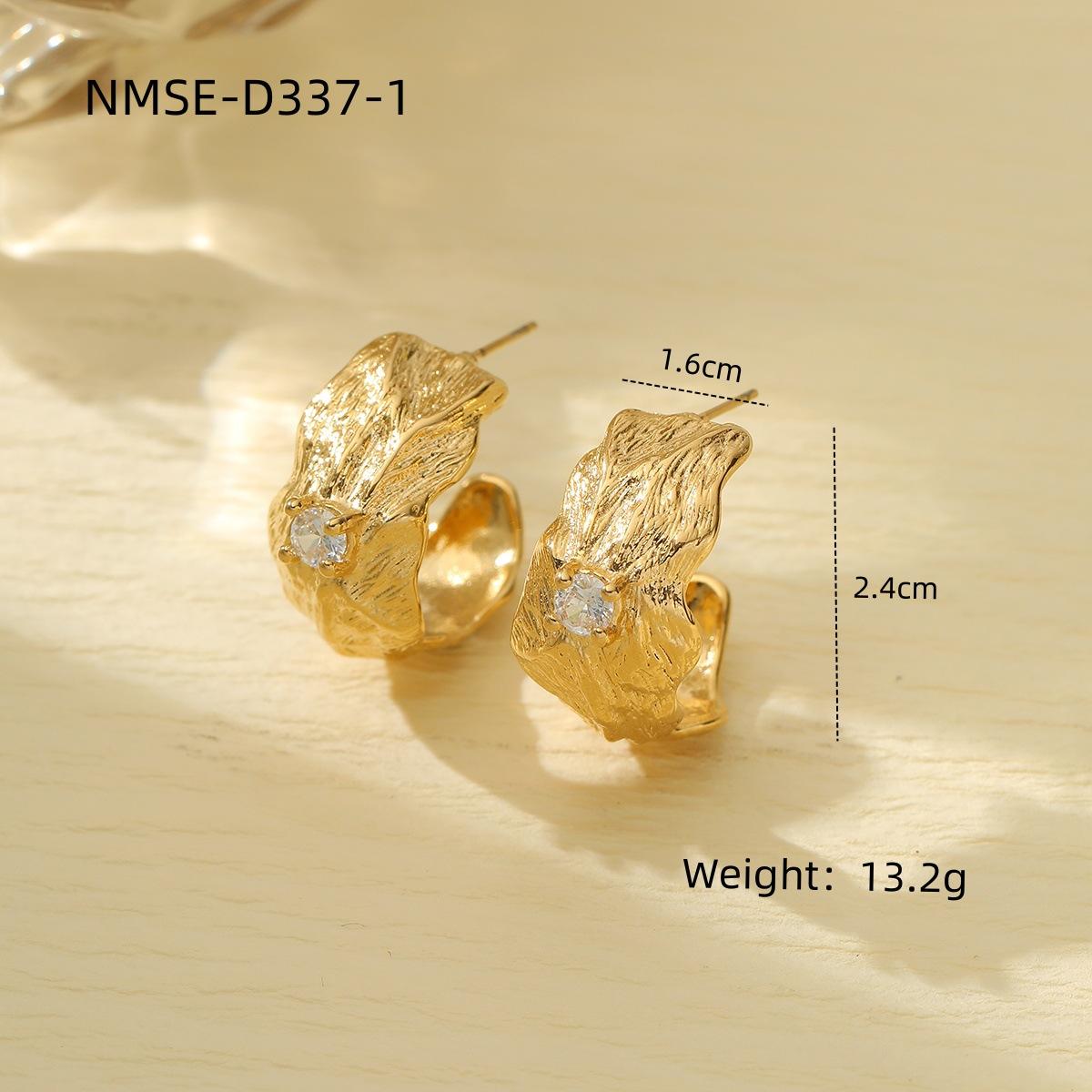 GEMCHIC Women s Retro Textured Stainless Steel Earrings with Rhinestones