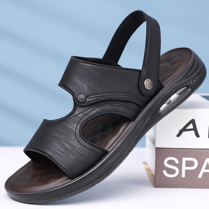 Fashion Solid Color Anti-slip Soft-soled Driving Beach Shoes for Men Summer New Designer Leather Sandals Male Fashion Casual Slipper Man