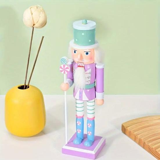 25CM Christmas Wooden Nutcracker Figurine Cartoon Soldier Figure Statue Sculpture Festival Holiday Party Ornament Decoration