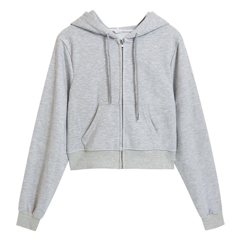 Women's Hooded Zipper Jacket - Autumn 2024 Trend, Loose Fit, Short, Long Sleeve, Thin Korean Style Cardigan.