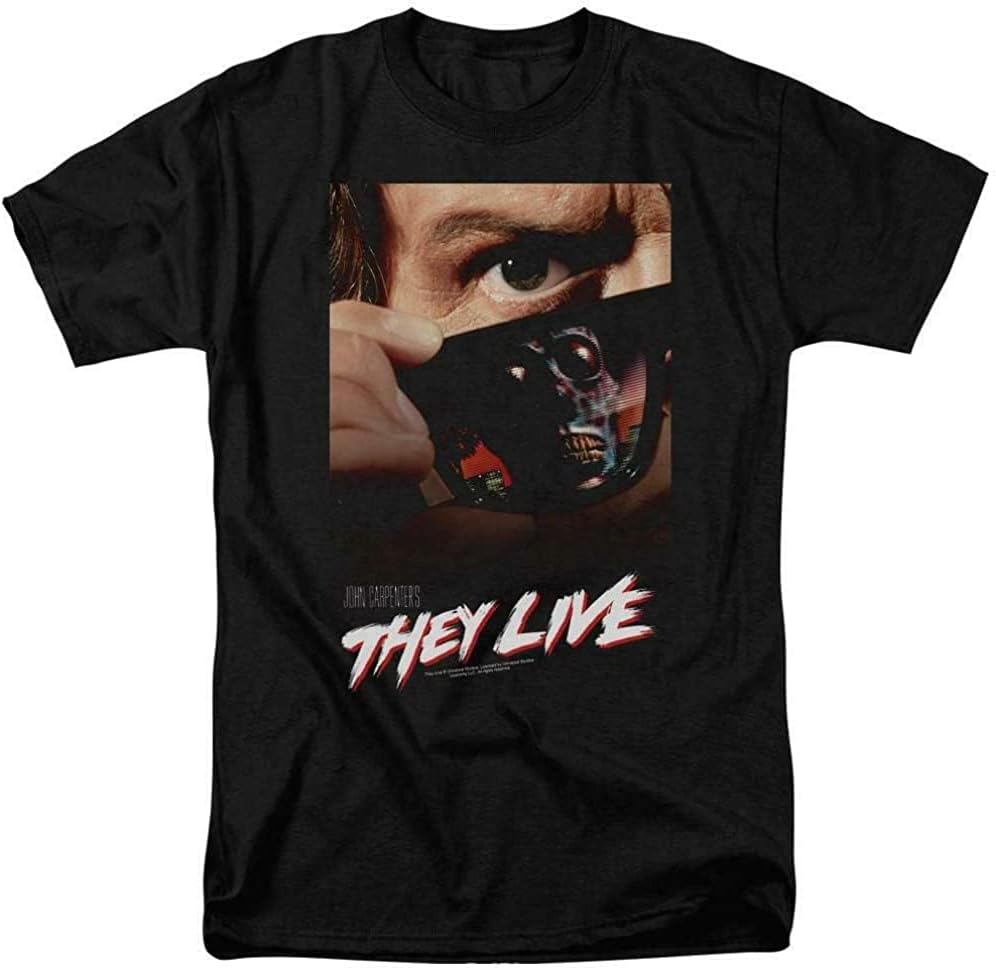 They Live t-Shirt Retro 80s Sci-Fi Movie Poster Roddy Piper Graphic tee Black S