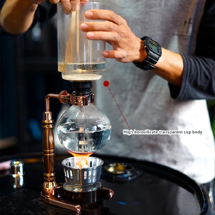 Caffettiera Sifone in Vetro Inclusi Sistemi di Estrazione Sottovuoto Manico in Legno Robusta Costruzione Resistente al Calore Per Case Caffetterie Preparazione Caffè Tè Bevande Fredde