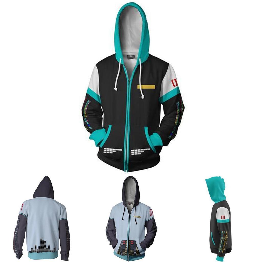 Cozy Anime Hatsune Miku Vocaloid Hoodie With Vibrant 3d Graphic Design For Comfort