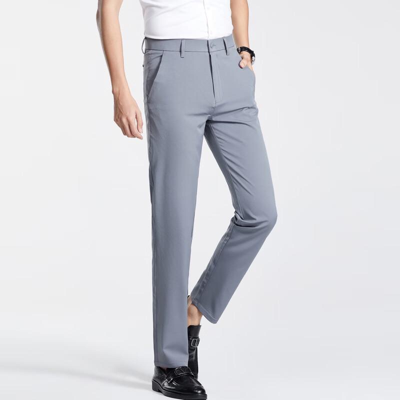 LangSha Men's Business Casual Straight-Leg Pants