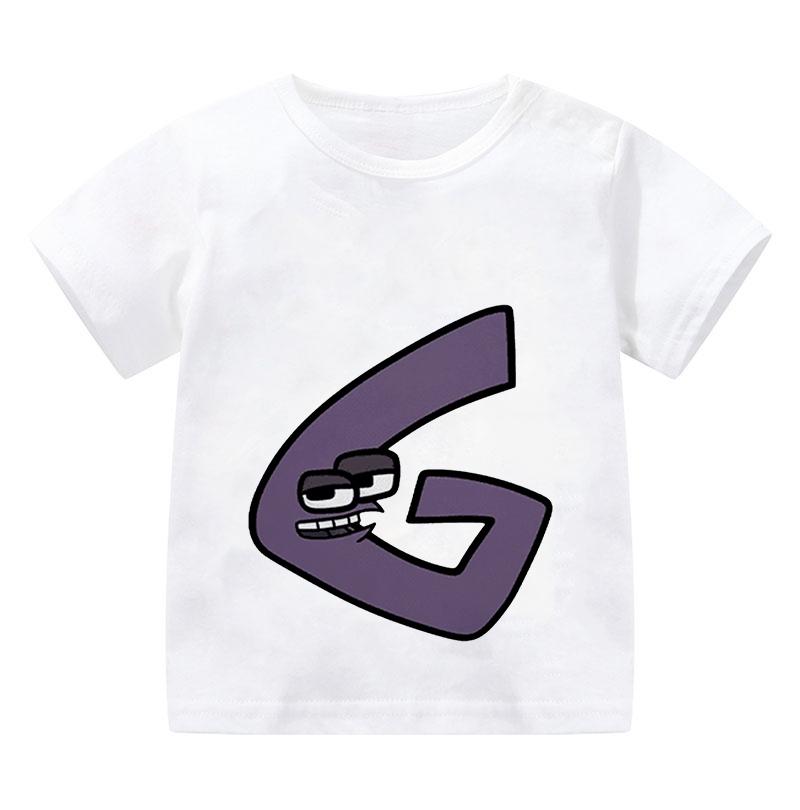 New Alphabet Lore T Shirt Print Cartoon Casual Summer Children Short-sleeved Anime T-shirt Kids Clothes Boy Game Series T Shirt
