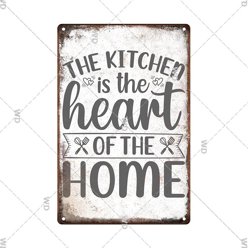 Retro Plåtskylt Köksregler Mat Järnmålning Väggkonst Metall Vintage Plakett Metallaffischer för Hus Hem Matsal Dekor