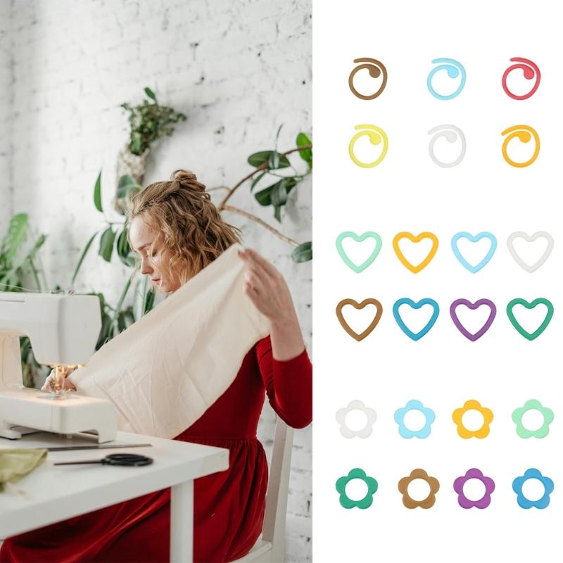 60/80/160/240Pcs Stitching Markers Heart Flower Shaped Stitching Stoppers Crochet Locking Markers Knitting Mark Rings