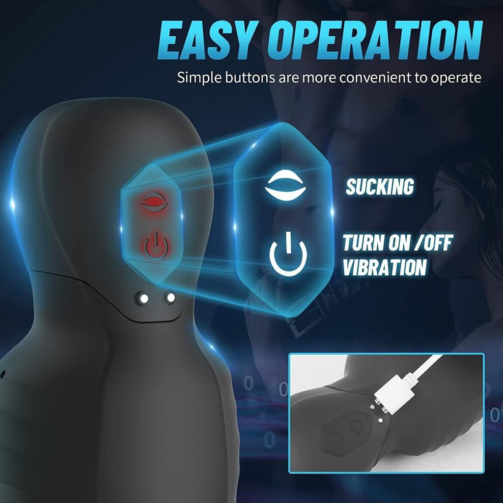 Strong Suction Penis Trainer 7+7 Modes Vibrator Penis Trainer Delayed Ejaculation Male Masturbation Cup Erotic Glans Sucking