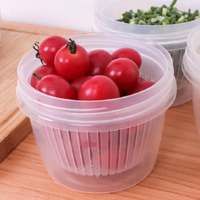 Airtight Refrigerator Storage Container 4.4 Inch Food Crisper Box with Leakproof Lid for Garlic Ginger Onion Kitchen Organizer