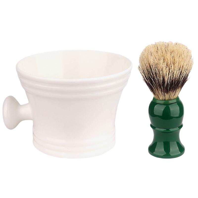 2Pieces Shaving Brush Kit Plastic Shaving Soap Bowl Shaving Lather Bowl with Shaving Brush,Create Rich Shaving Cream