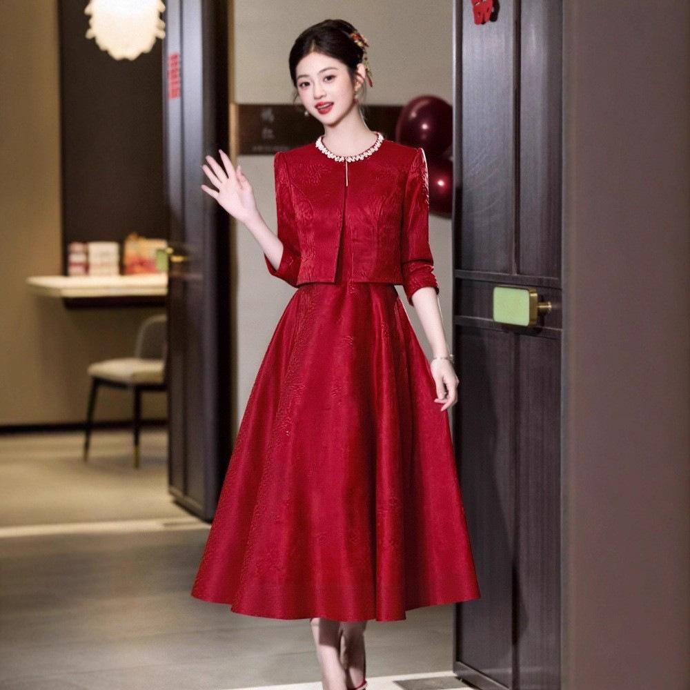Back To the Door, Toast To the Bride, Engagement Banquet, Slim and Thin, High-end Chinese Wedding Dress, Small Casual Dress