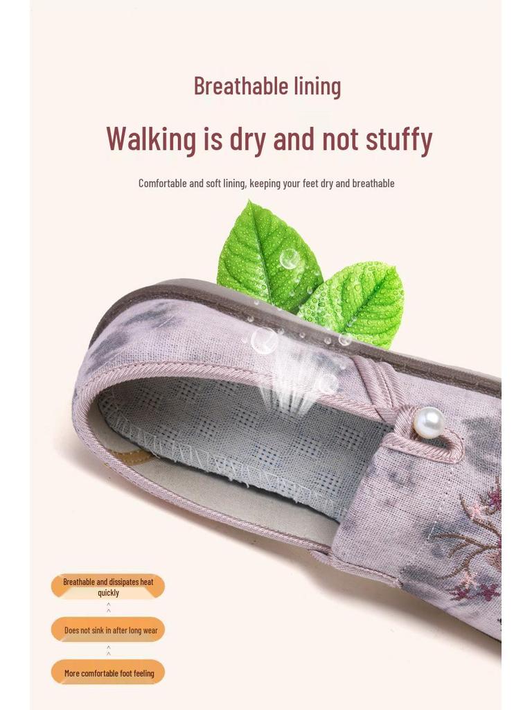 Women's Versatile Spring Ethnic Embroidered Cloth Shoes - Hanfu & Casual Styles