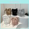 Minimalist Diamond Pleated Large Capacity Bag Women's 2024 Summer Texture Bucket Bag Fashion Commuter Stylish Armpit Bag