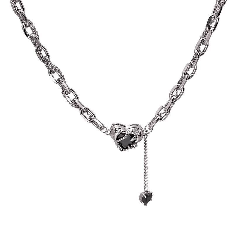 Sweet and cool lava love necklace women's ins tide niche high-end design sense sweater chain versatile personality sweater chain men