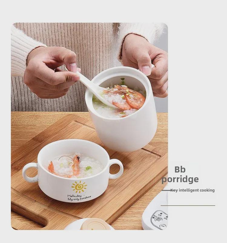 Mini ceașcă electrică de tocană din ceramică inteligentă - Uz la birou și acasă pentru supă, terci, cuib de pasăre, aparat de ceai din sticlă