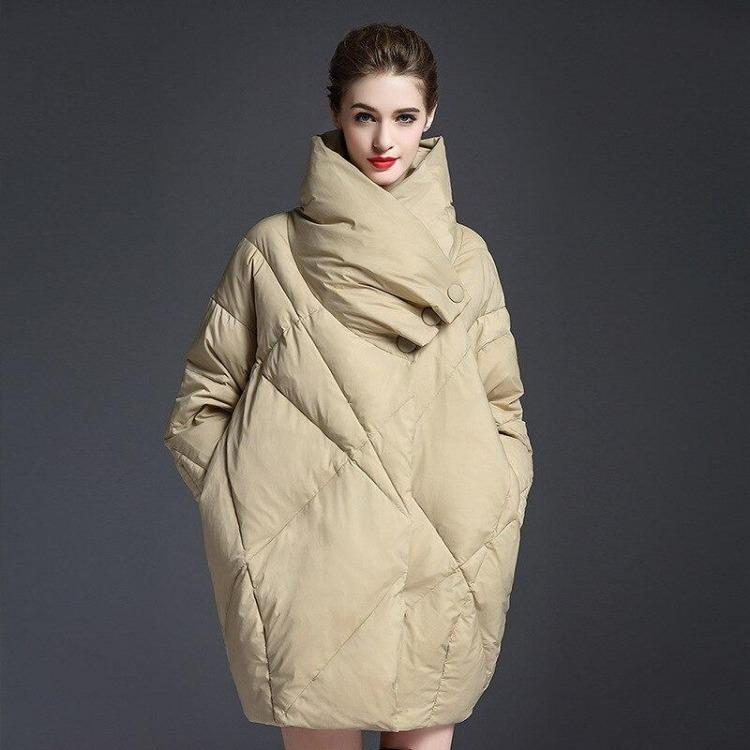 

High Quality Winter Women Coats Over Size Female Clothing with Pockets XS хаки