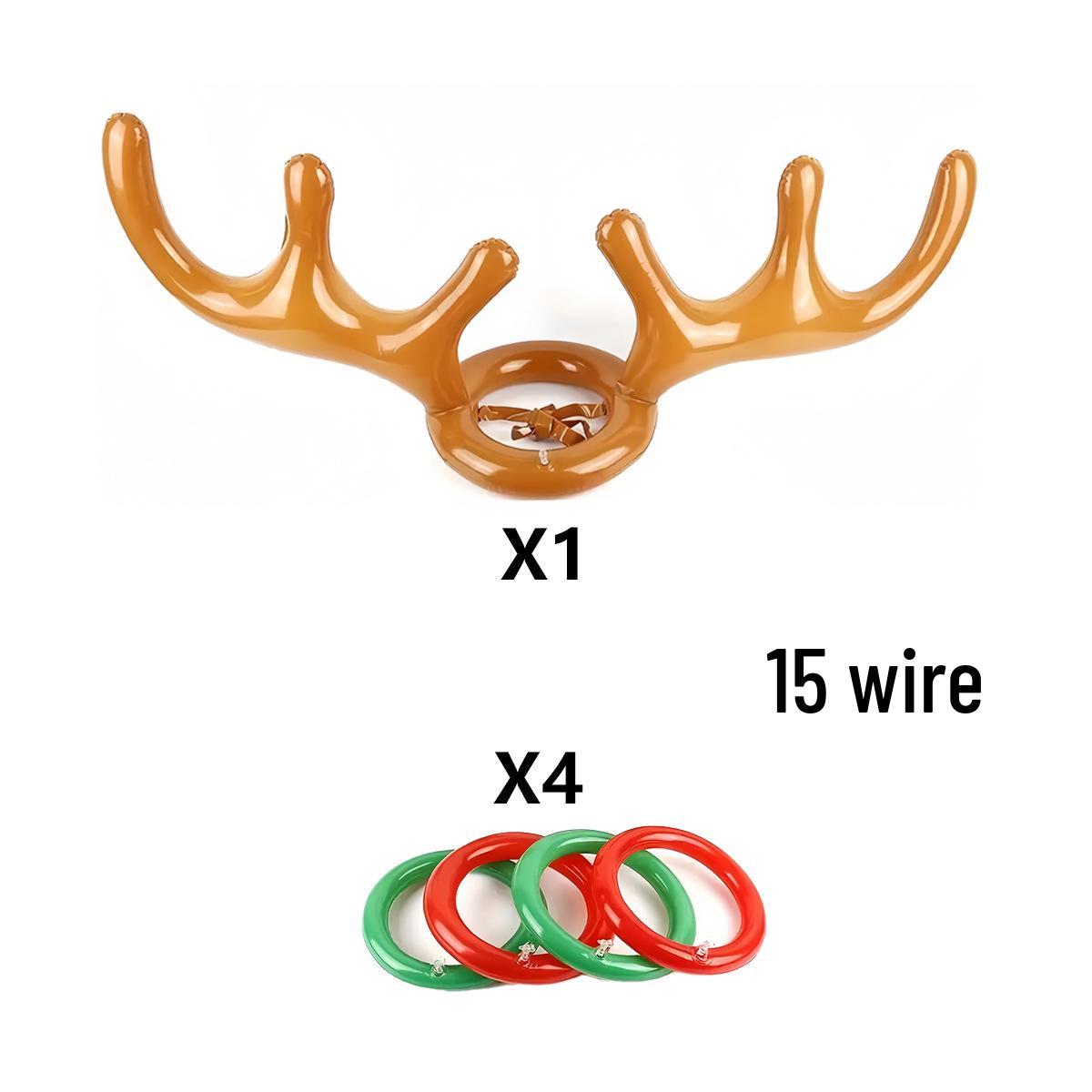 Inflatable Antler Ring Toss Christmas Game – Interactive Toy for Kids & Parents Includes Pump +0.5 Yuan