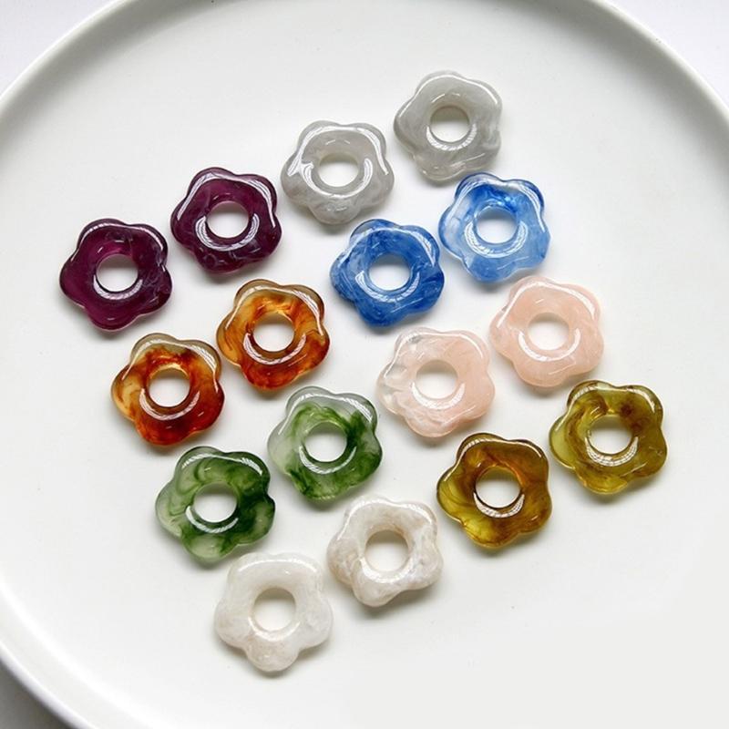 Resin Flower Pendant Hollow Five Petal Floral Charm Jewelry DIY Supplies for Necklace Bracelet Earring Jewelry Making