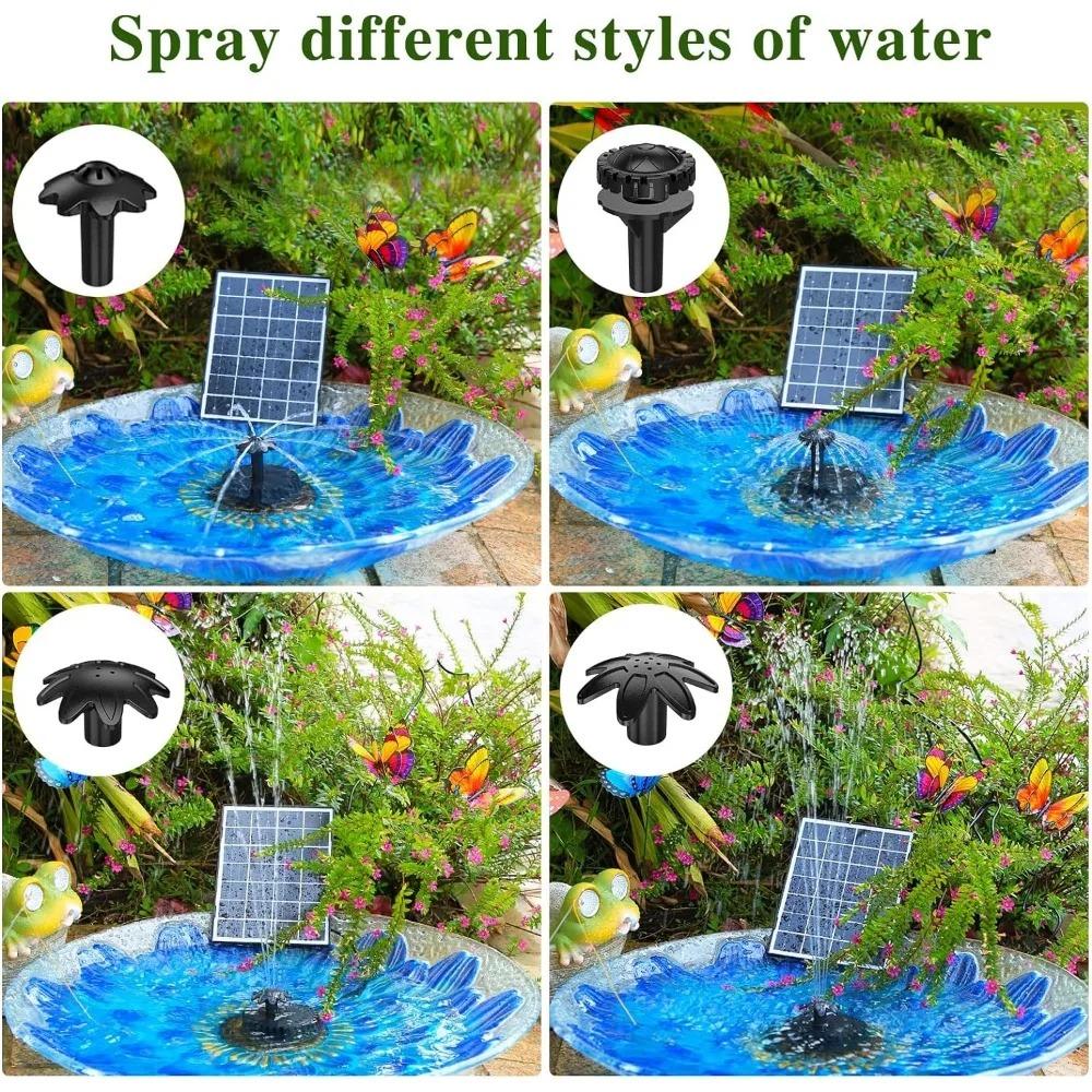 New 2025 Year Model Solar Fountain Pump Improved Glass Solar Panel with 5 Spare Nozzles Garden Bird Shower Waterfall 3.5W
