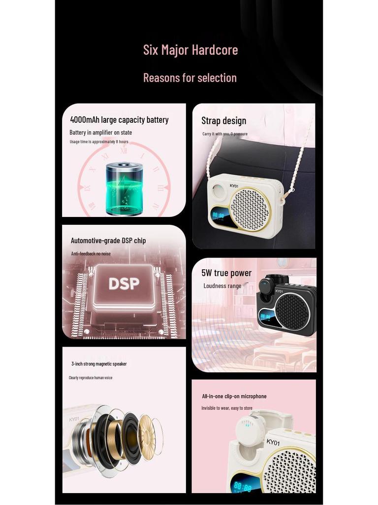 Portable Bluetooth Speaker & Lightweight Wireless Microphone for Teachers & Musicians