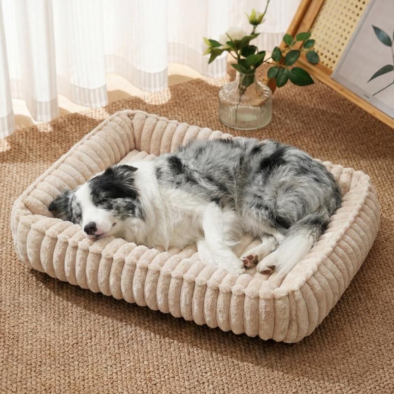 Luxury Plush Pet Bed Soft Cozy Dog Bed Cat Bed Calming Cushion Washable Anti Slip Comfortable Sleeping Sofa for Small Medium Pet