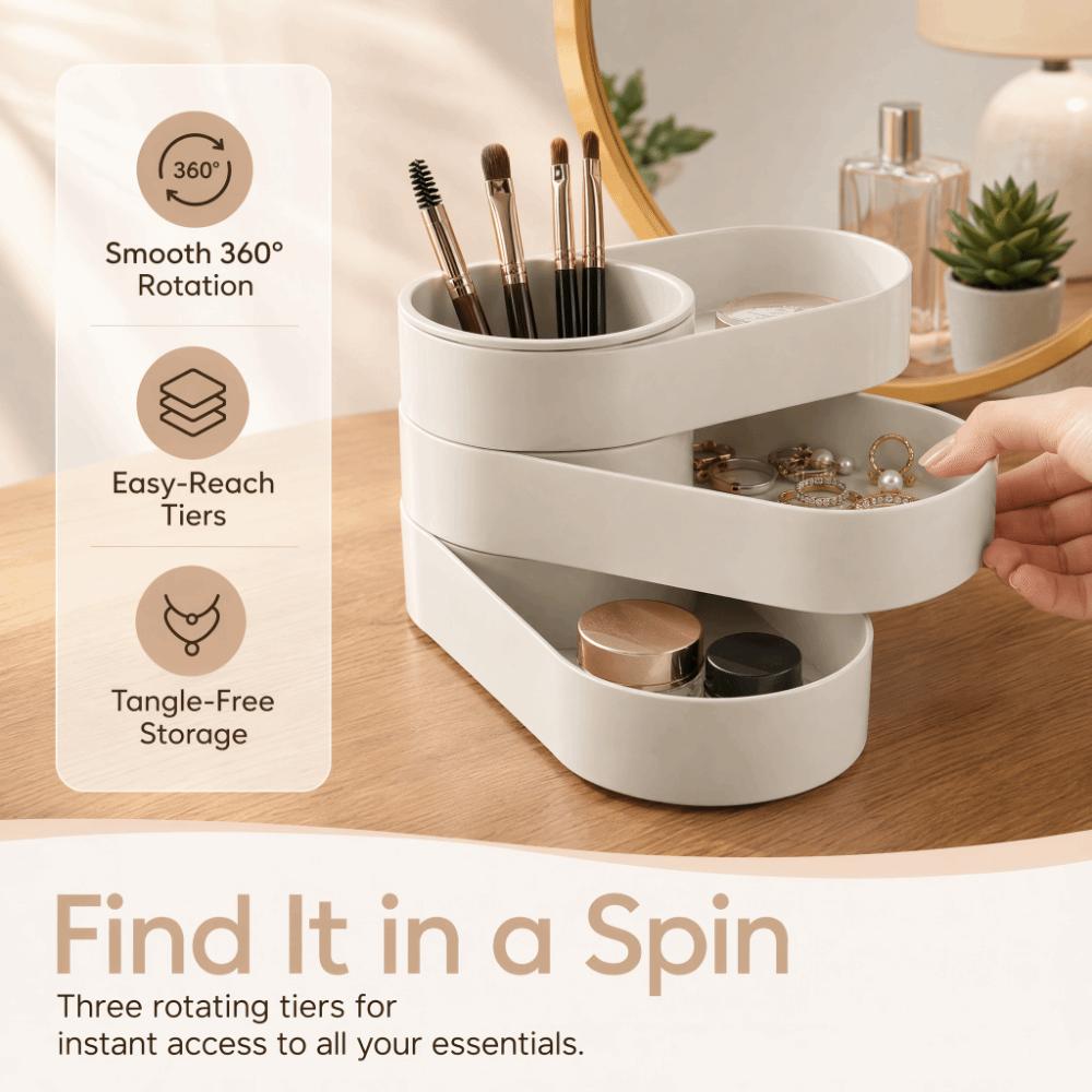 Minimalist Multi-Layer Storage Box 360° Rotating Pen Holder Jewelry Storage Box  Jewelry Storage