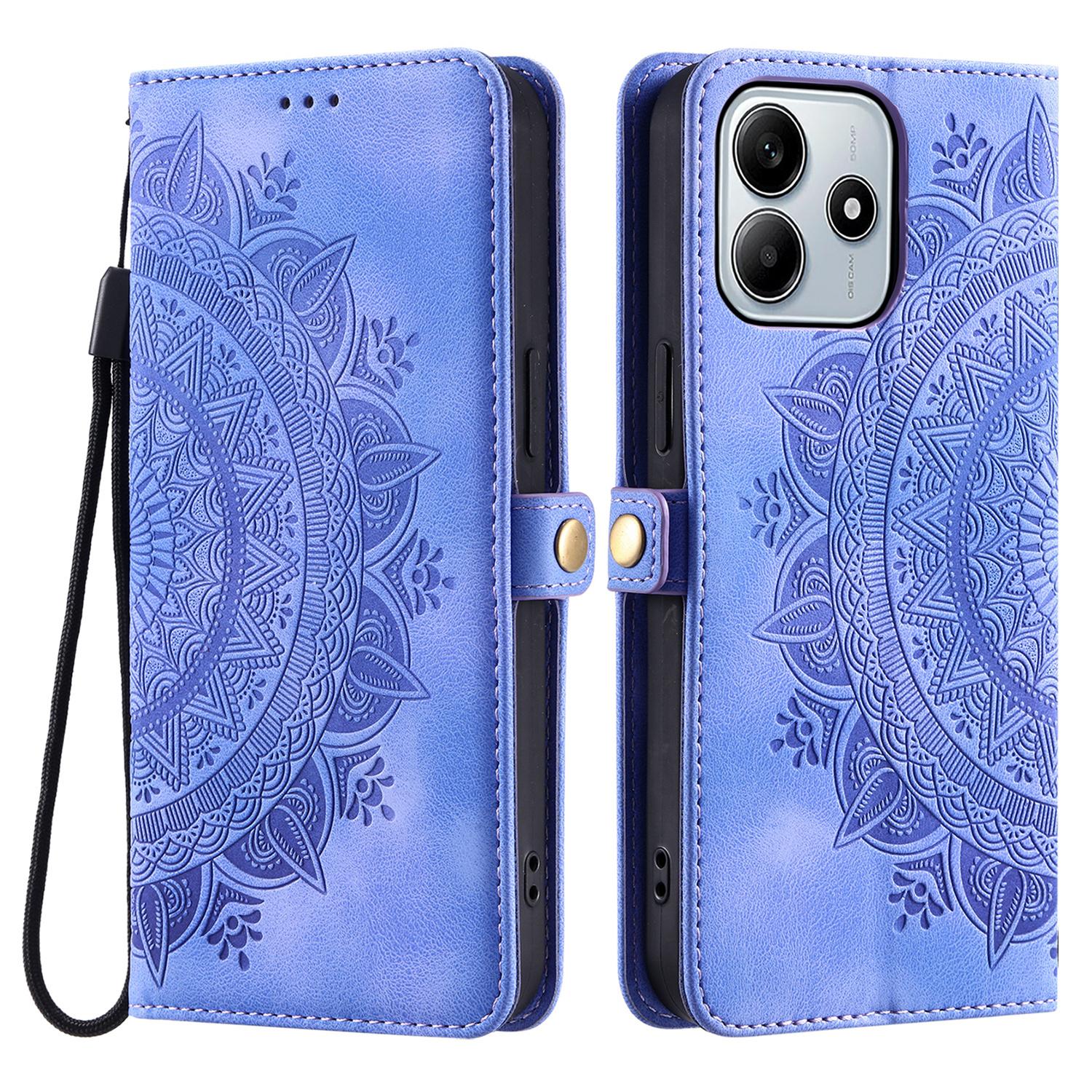 

For Xiaomi Redmi Note 14 5G Case Skin Feel Totem Imprinted Wallet Leather Phone Cover Purple