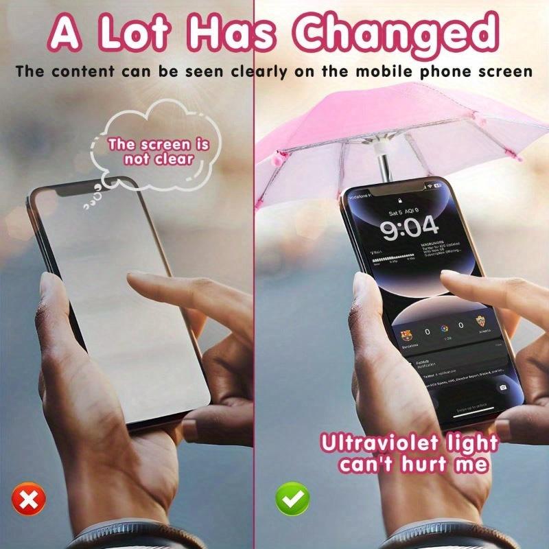 1pc Mini Umbrella For Smartphones With Universal Pig-Shaped Suction Cup Holder, Outdoor Anti-Glare Sun Shade, Made Of Polyester Fiber Material