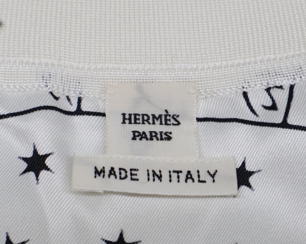 Hermes [Good condition/Domestic Regular/2011 Production] 3H2801D8 MARTIVS Silk Zip-up Blouson/ Jacket 34 White / blackUsed
