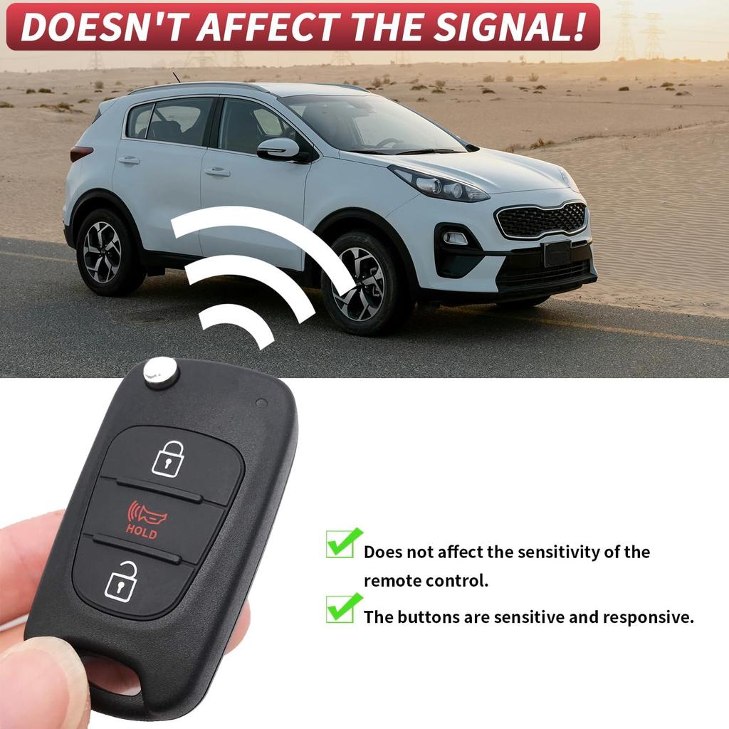 Flip Key Fob Shell Case Replacement Fits for Kia Soul 2011 2012 2013 2010 / Kia Rio / Kia Sportage 2012-2014 3 Button Car Keyless Entry Remote