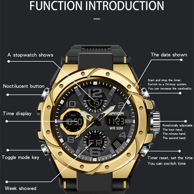 SANDA Electronic Watch Fashion Trend Electronic Watch Luminous Multifunction Watch