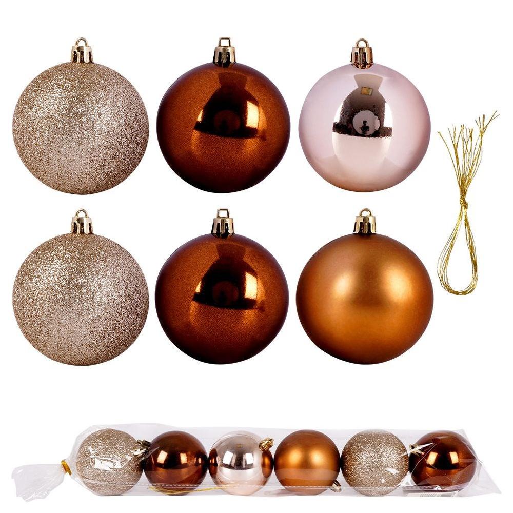 Shatterproof pink Christmas tree baubles 6 cm 9 pcs.