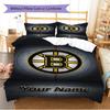 Name Custom Boston Bruins Pattern Bedding Set Quilt Cover Pillowcase Home Decor Gift (1 * duvet cover + 2 * pillowcase, without core)
