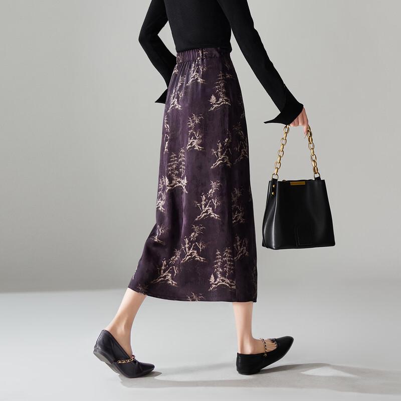 Gonna midi stampata SOFSIL elegante a vita alta con spacco
