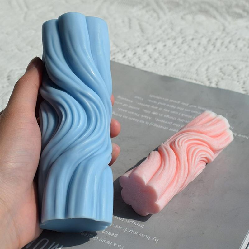 Silicone Candle Mold for Home Decorations Waxes Mold Water Ripple Cylindrical Candle Making DIY Aromatherapy Candle Art